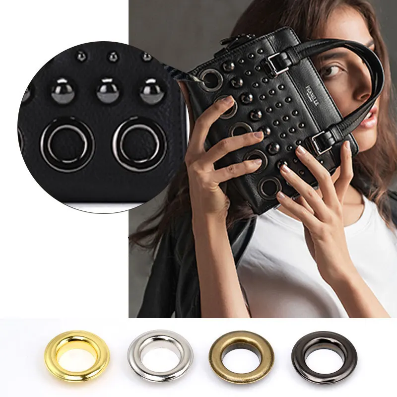 Металлические черные никелевые Люверсы с втулкой 4 мм 13 для кожевенного ремесла