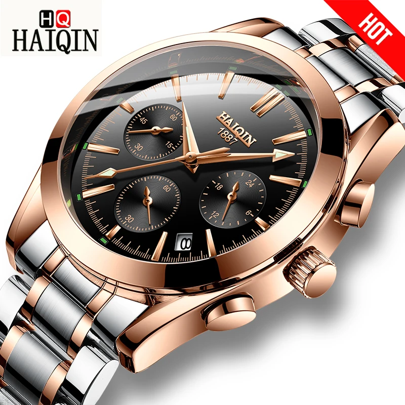 HAIQIN модные мужские часы золотые спортивные Mliltary Топ бренд Роскошные relojes hombre