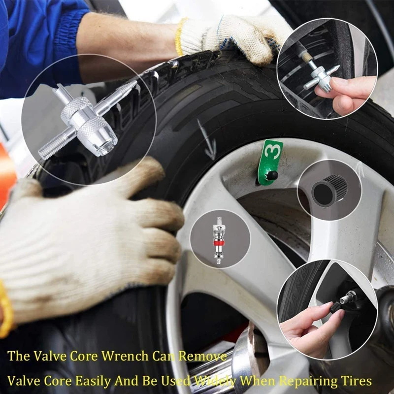 

Valve Stem Puller Installer Tool - 10 Pcs TR412 Tire Snap in Valve Stem,1 Pcs Dual Single Head Tire Valve Core Remover