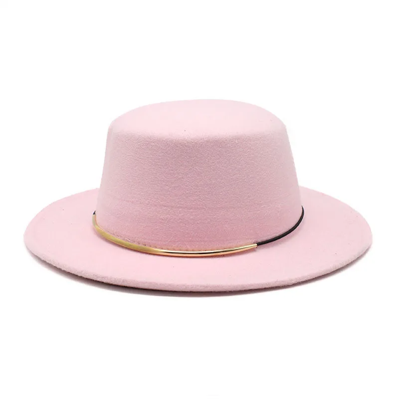Шляпа Женская фетровая с прямым верхом простая Панама козырьком для церкви и