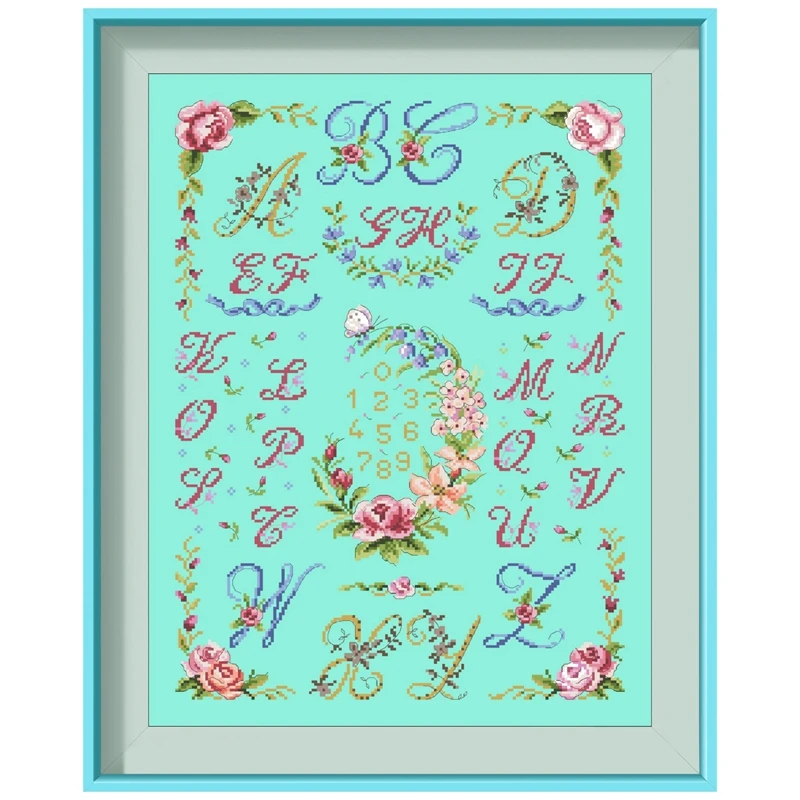 

Наборы для вышивки крестом Festoons ABC, 18ct, 14ct, 11ct, ярко-зеленая ткань, хлопковая нить, ручная работа