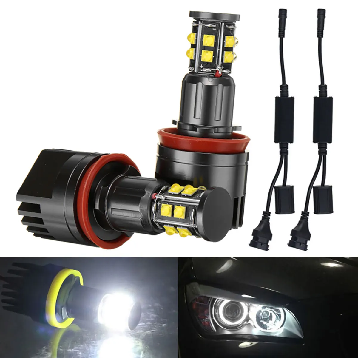 

2pcs 120W H8 LED Angel Eyes Fog Light Halo Ring Headlight 6000K for BMW E60 E61 E63 X5 E70 X6 E71 E90 E91 E92 E93 M3 E89 E82 E87