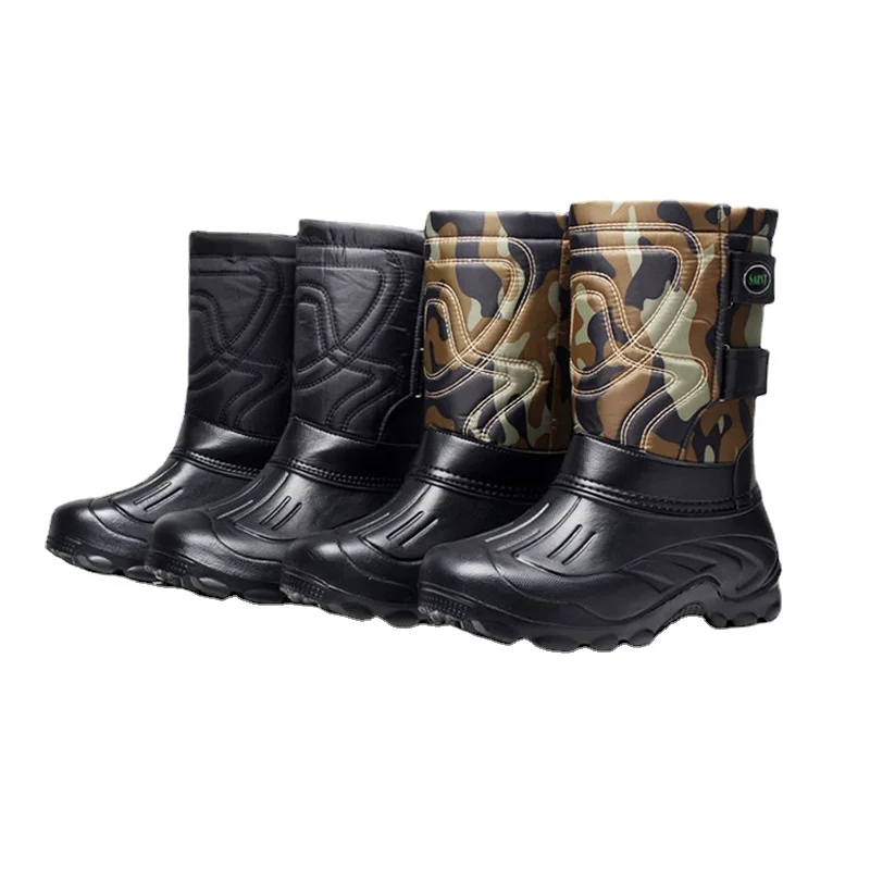 

Fashion Snow Boots Men Thick Bottom Platform Waterproof Fishing Shoes 2021 Plus Velvet Mid Calf Outdoor Work Boots Botas Hombre