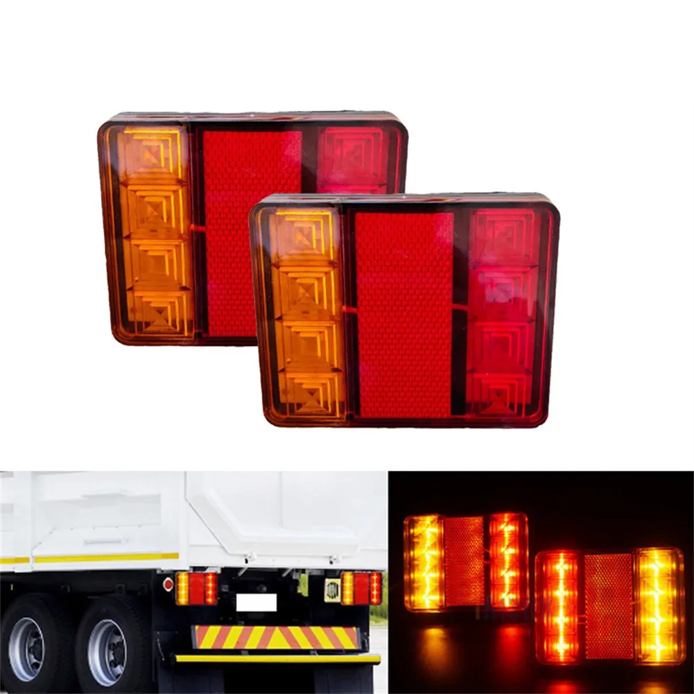 

2x Trailer Truck 8 LED Taillight Brake Stop Turn Signal Indicator Lamp Tail 12V Car Accessory Lighting Spotlight