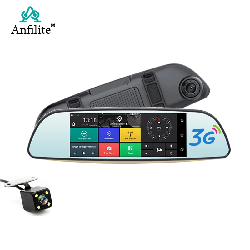 Автомобильный видеорегистратор Anfilite 7 &quotсенсорный Android двойная видеокамера