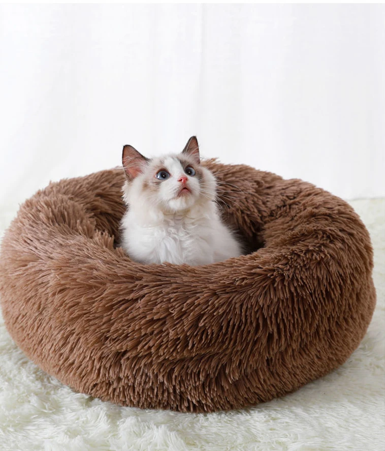 

Dog Bed Round Plush Basket Kennel Cat House Winter Warm Pet House Sleeping Bag Cats Nest
