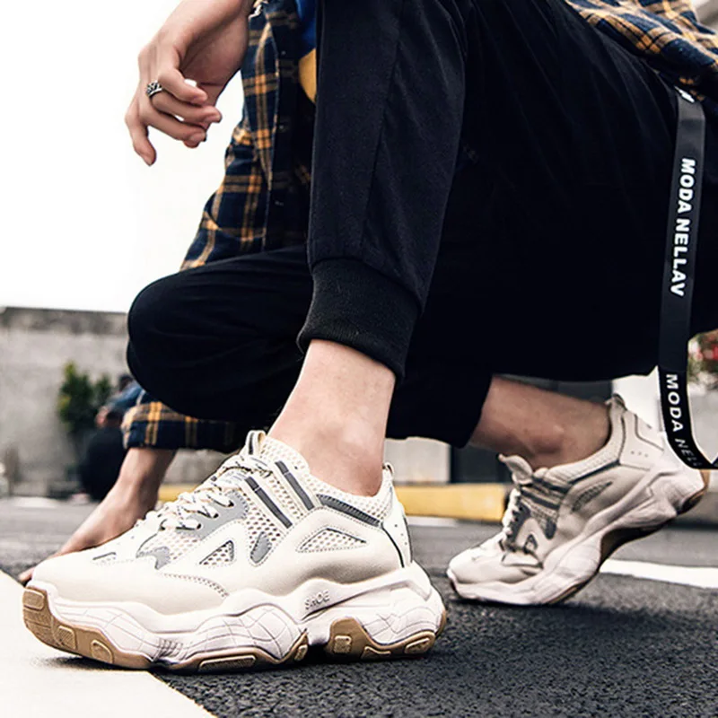 ADISPUTENT Men Chunky Sneakers Platform Thick Sole Casual Vulcanize Shoes Web Celebrity Dad Female Fashion Sneakers Designer