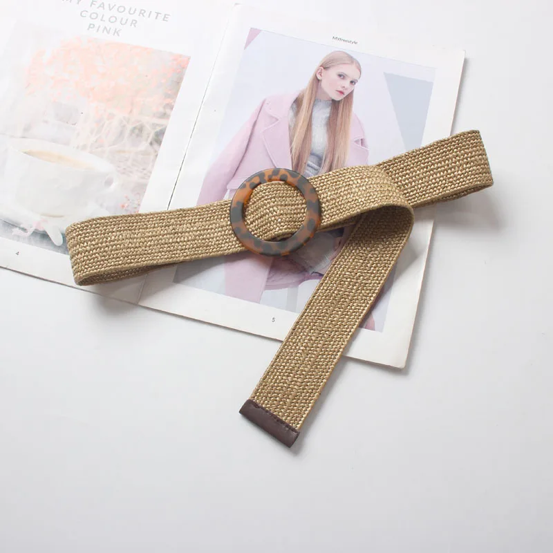 Женский винтажный плетеный ремень BZ05 трикотажный веревочный из дерева с