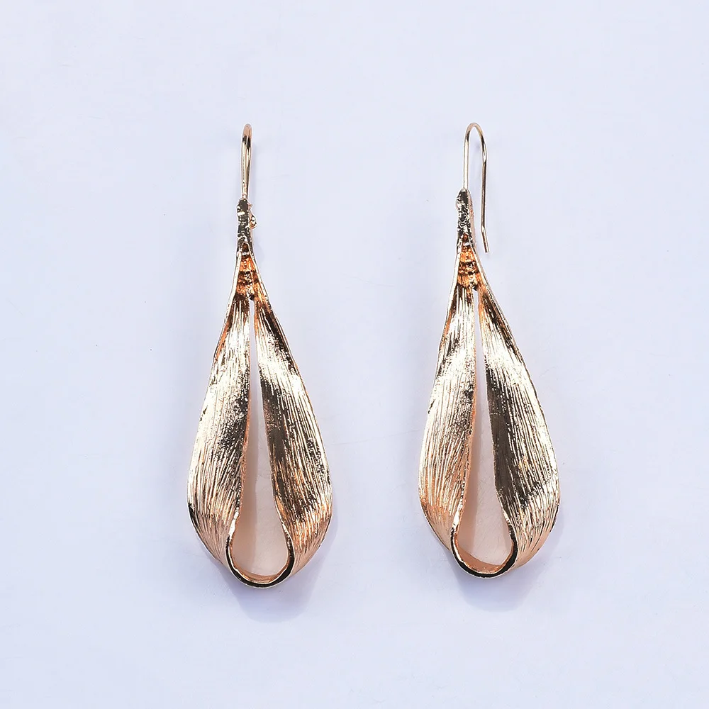 

BK New Metal Earrings Gold Silver Alloy Hollow Waterdrop Shaped Dangle Stud Woman Eardrop Fashion Jewelry Wholesale