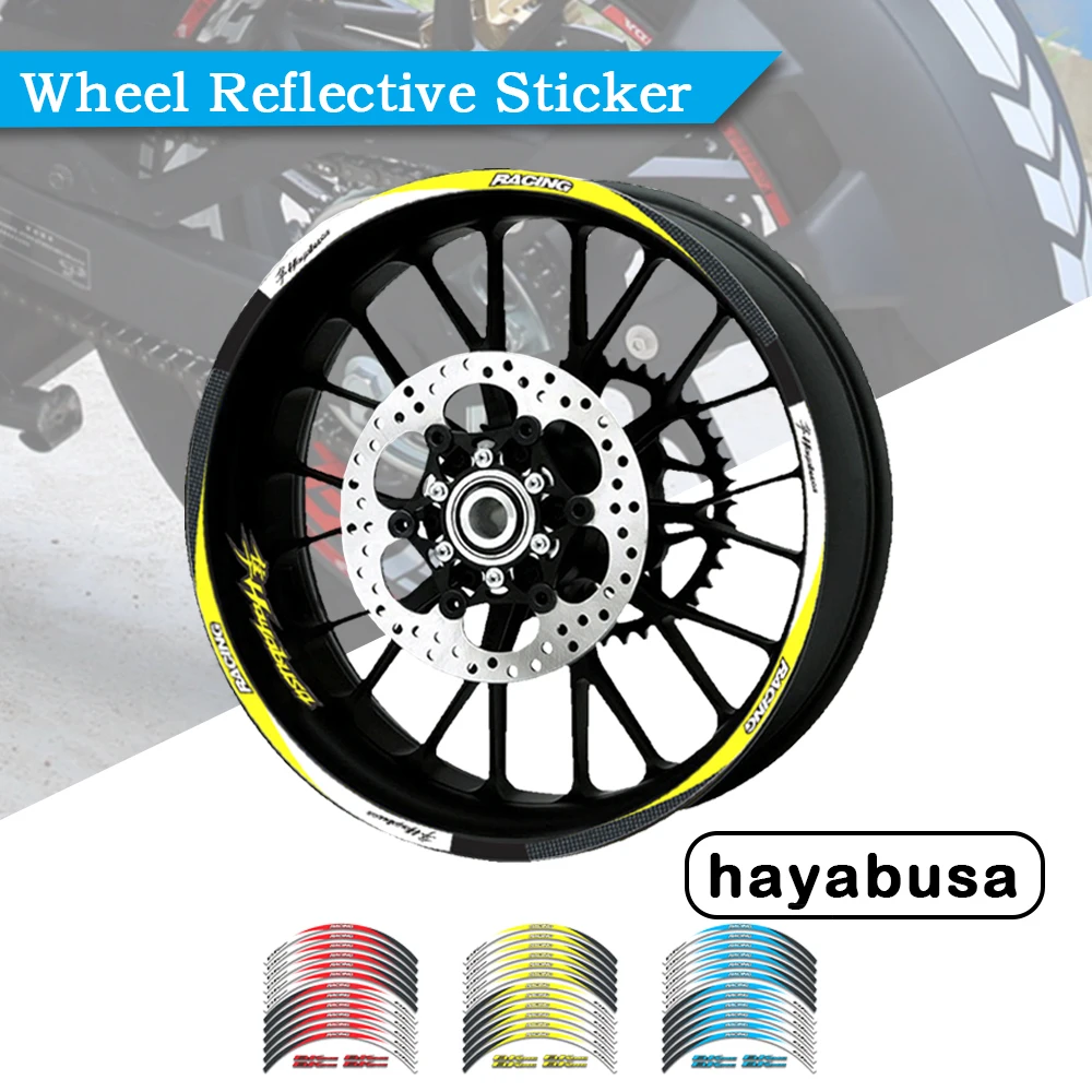 

Strips Motorcycle Wheel Tire Stickers Car Reflective Rim Tape Motorbike Bicycle Decals FOR SUZUKI HAYABUSA GSX1300R GSXR1300