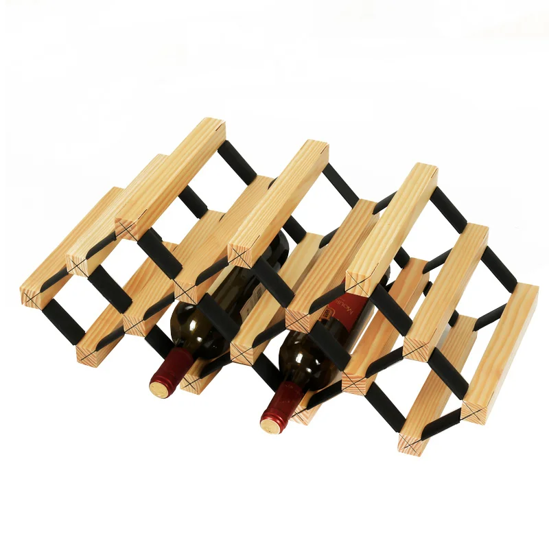 Household solid wood wine rack decoration creative red wine grid wine bottle rack industrial style wine rack decoration