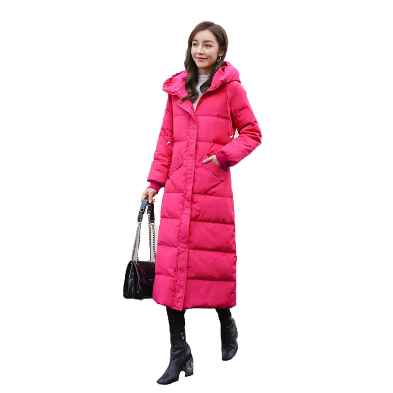 

2021 зимнее пальто на белом утином пуху из хлопка, женские топы, новинка, толстые теплые парки с капюшоном, модная облегающая длинная пуховая куртка из хлопка N1569