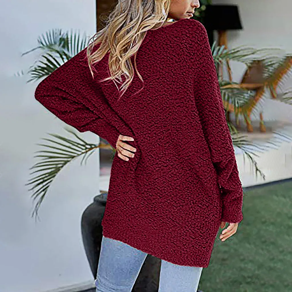 2019 горячая Распродажа Женский Повседневный пушистый длинный рукав круглый вырез