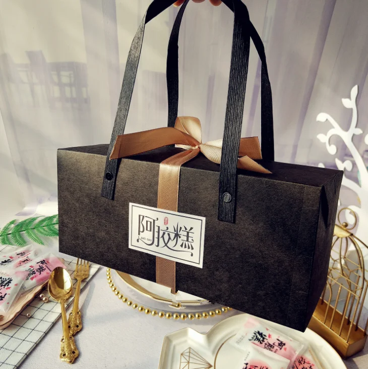 10pcs black cake box portable gift boxes Biscuit packaging cupcake cookie bag | Дом и сад