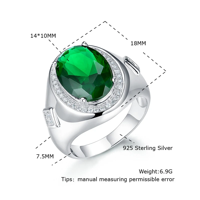 DY 925 Sterling Silver Ring Big Center Oval Gemstone Green Emerald CZ Luxury Fancy For Women Fashion Accessories Jewelry | Украшения и