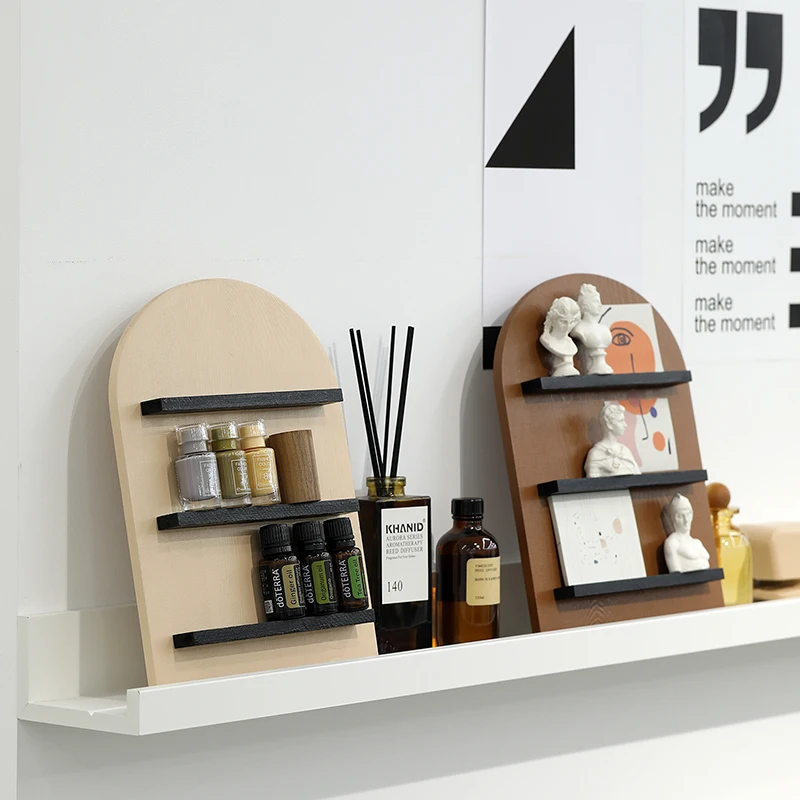 

2021 Nordic Beige Vertical Wooden Storage Shelf Decoration Home Organization Shelf Room Accessories Bathroom Kitchen Shelf