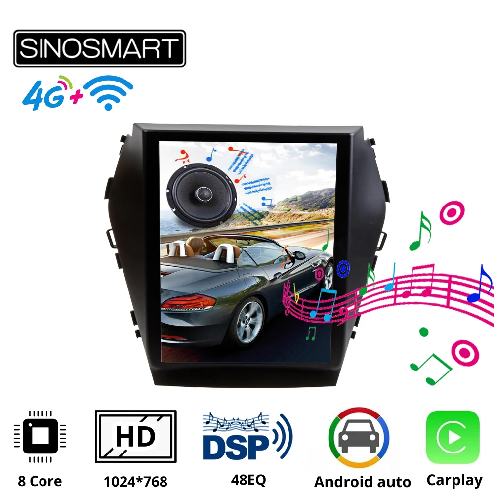 Sinosmart Автомобильный GPS навигационный плеер для Hyundai IX45 Santa Fe 2012 17 Поддержка