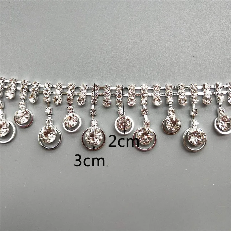 Цепочка в виде стразы 30 см с кристаллами серебряная цепочка бахромой и