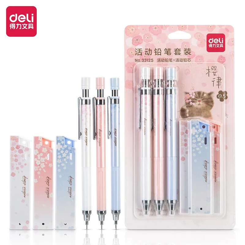 

0.5mm Kawaii Cherry Lovely Mechanical Pencil Set Automatic Pencil HB Active Lead Cores Student School Office Supplies Stationery