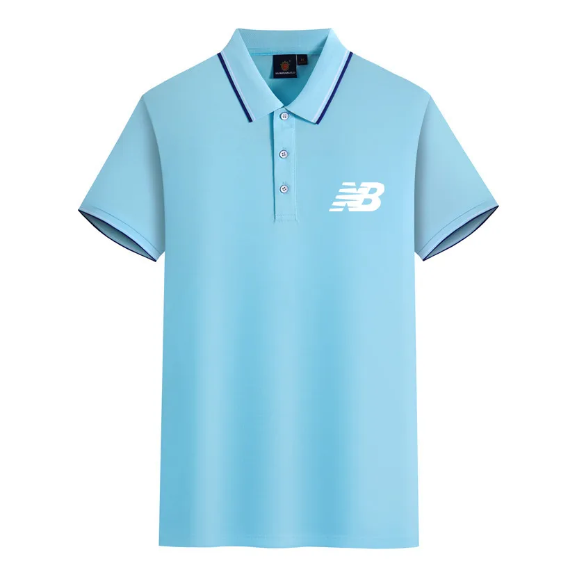 

2021Summer Brand Printing Short-Sleeved Polo Shirt Men's Business Lapel Fashion Casual Slim Breathable Letters British Couple