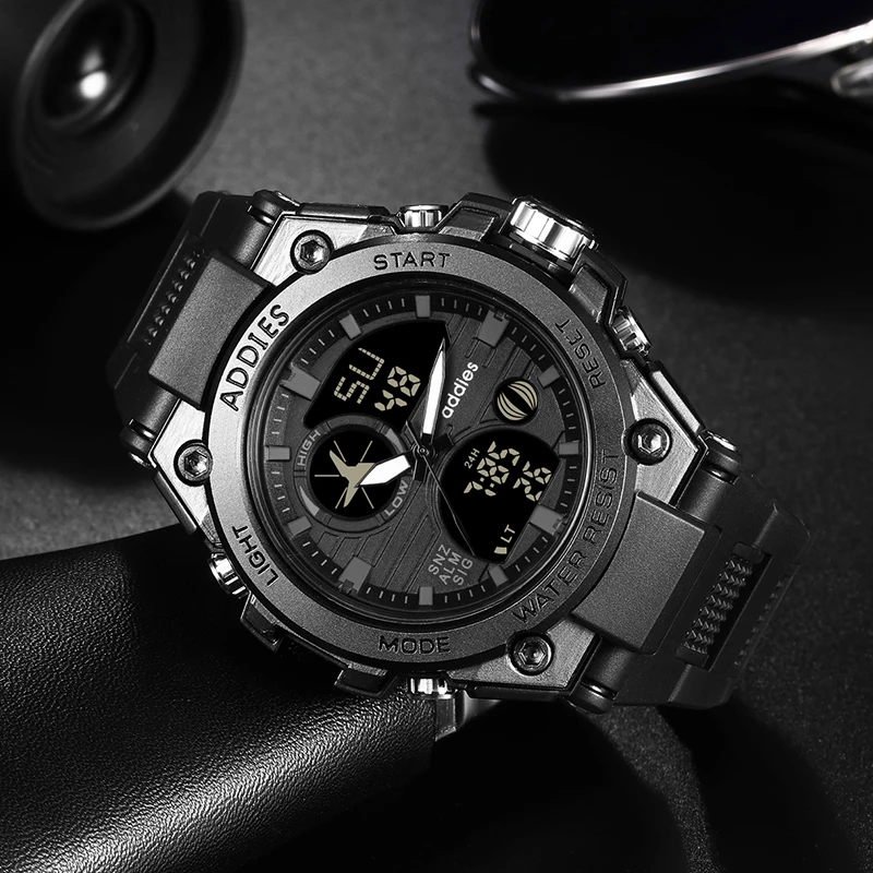 Tático à Prova Água ao ar Analógico de Quartzo Masculino Militar Digital Esportes Relógio Dwaterproof Livre Led Backlight Alarme Multi Função Grande Dupla Exibição
