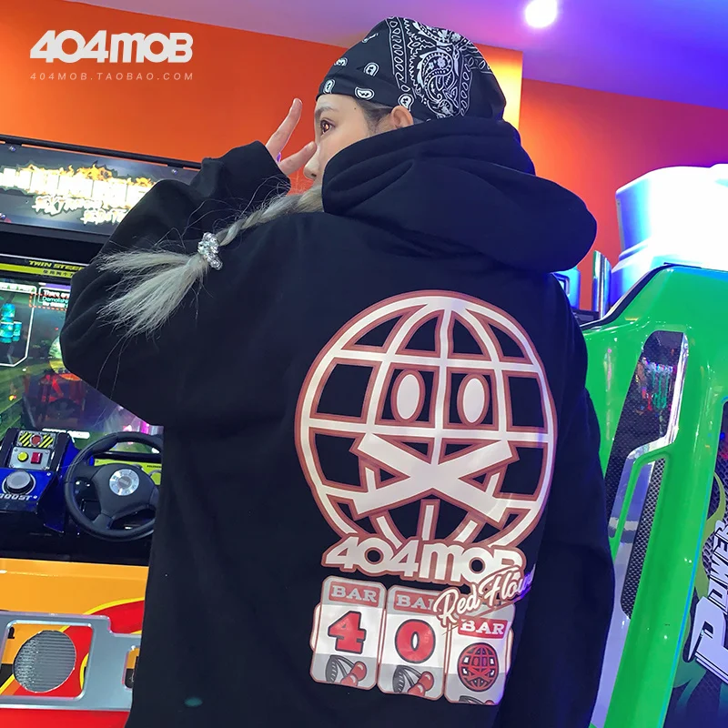 

Толстовка с капюшоном в национальном стиле, плюшевая Толстовка с принтом машинной игры, мужская и женская модная свободная индивидуальная ...