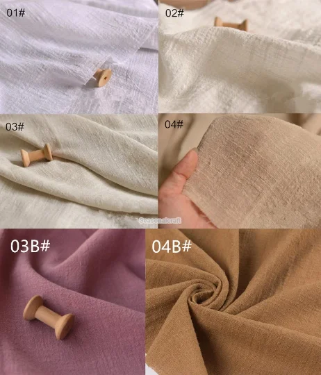 Однотонная льняная ткань тонкая бамбуковая текстура однотонная для весны и лета