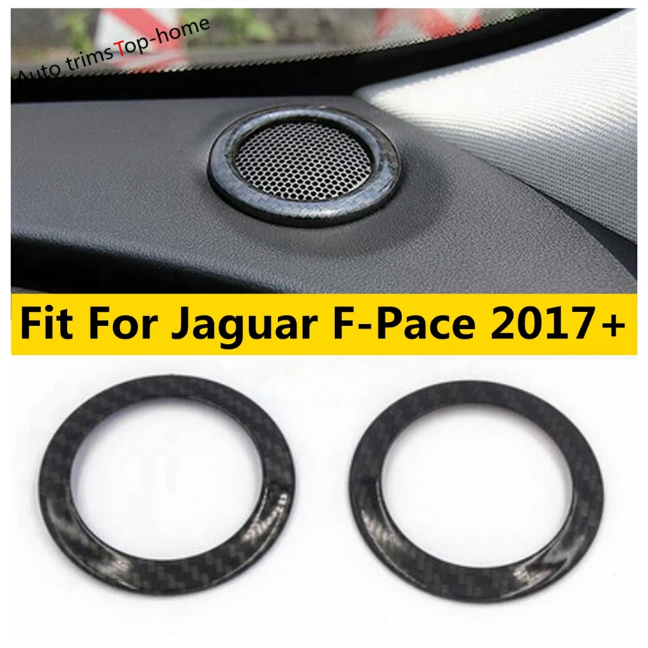 

Carbon Fiber Look Interior Accessories For Jaguar F-Pace 2017 2018 2019 2020 Dashboard Front Stereo Speaker Ring Cover Trim