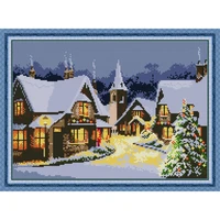 everlasting love christmas eve in town chinese cross stitch kits ecological cotton 14ct 11ct printed home decoration