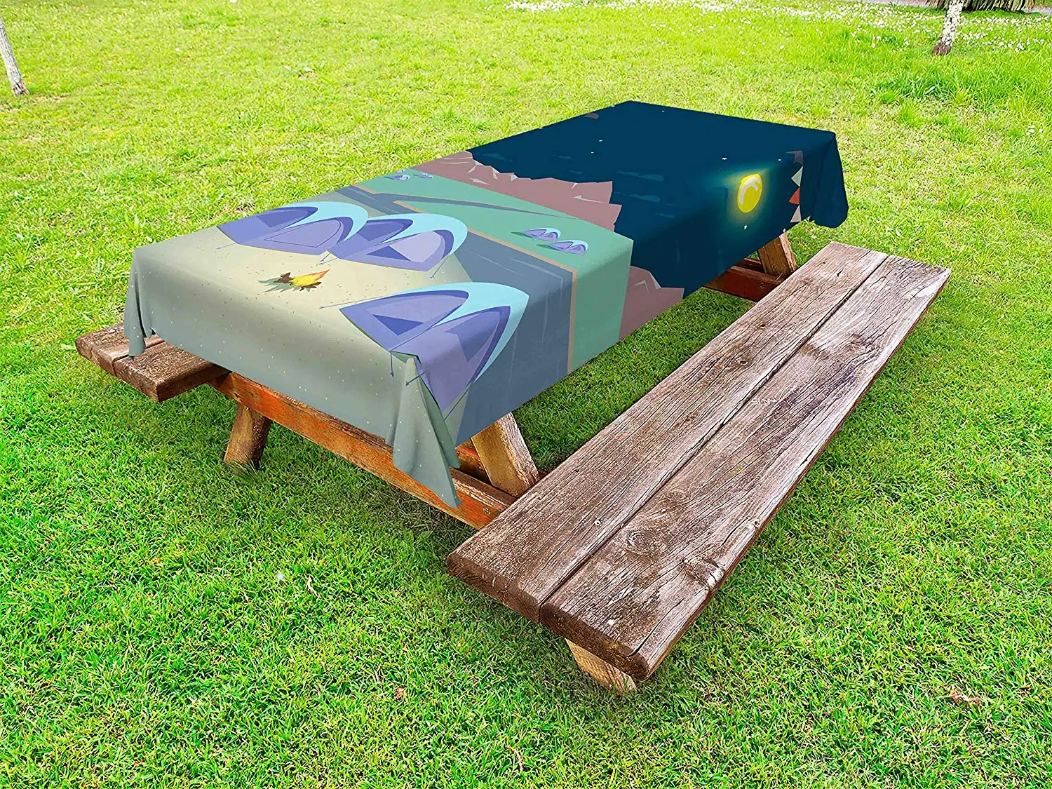 Туристическая скатерть для активного отдыха тематический дизайн с спокойным