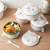 stainless steel bowl of instant noodles to eat rice bowl with lid household utensils lunch box instant noodle bowl tableware set