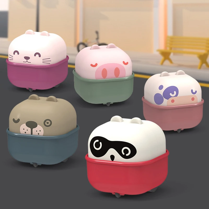

Children's Cartoon Cute Cup Pet Press Slide Toys Car Return Force Inertia Mini Inertial Vehicle Boy Girl Wind Up