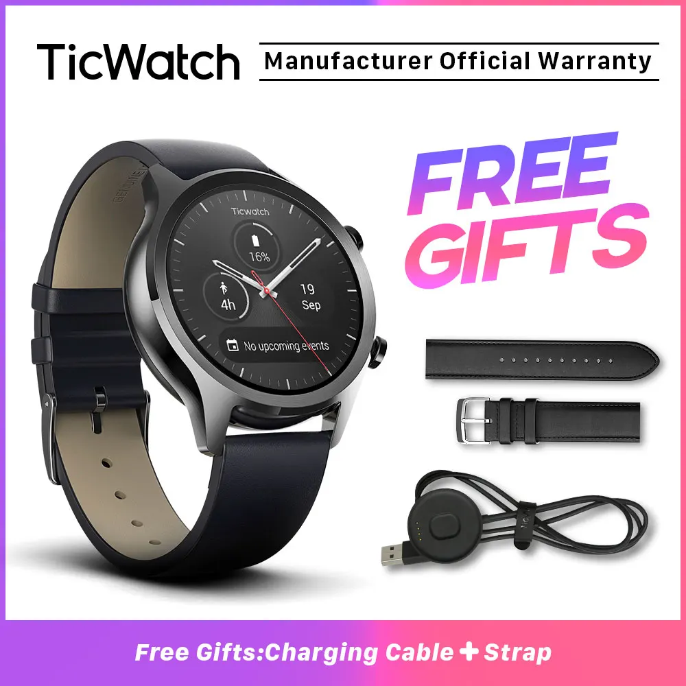 Ticwatch C2 черные Смарт-часы Bluetooth спортивные часы GPS Android и iOS Совместимость IP68 Водонепроницаемый NFC