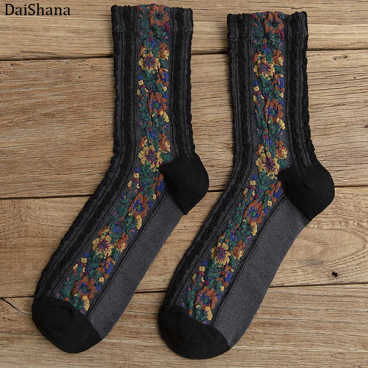 Black DaiShana, новинка, модные женские носки, теплые и милые, европейские, национальные, ветрозащитные, осенние и зимние, женские, хлопковые, Mujer носки - Цвет: Black
