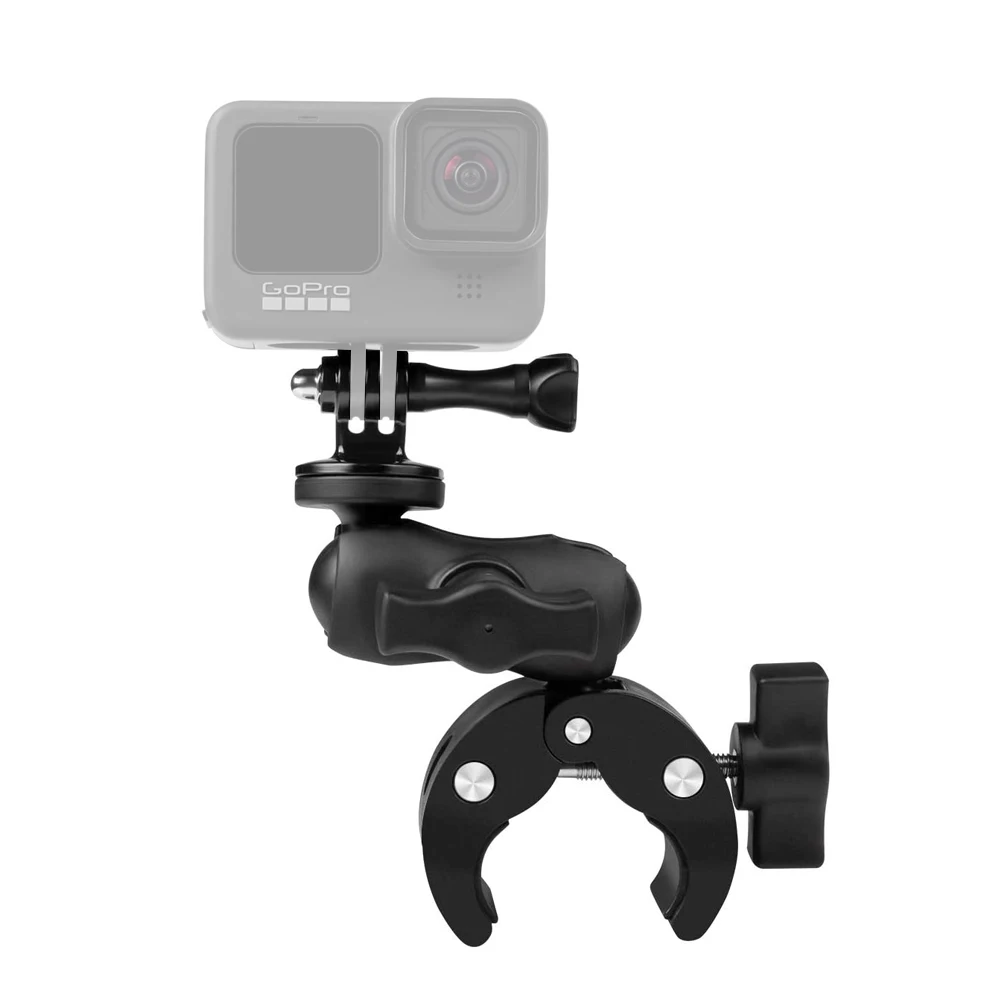 

Супер-зажим для экшн-камеры Gopro Hero 9, 8, 7, 6, 5, 4, черный, с шаровой головкой, с креплением на руль, для велосипеда, мотоцикла