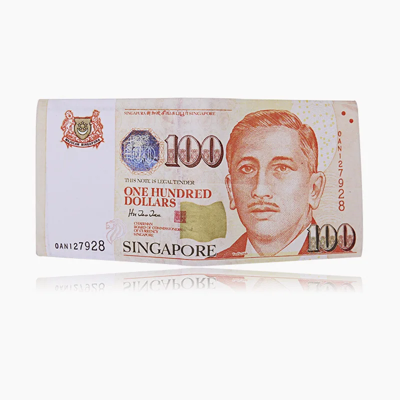 SGD 100 Модный дизайн! Унисекс кошелек с принтом денег, доллар США, фунт, иена, кошелек с узором, двойной держатель для карт, женский, мужской - Цвет: SGD 100