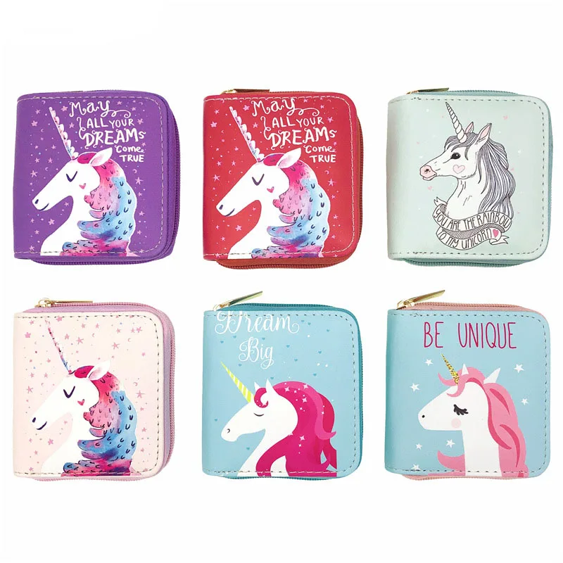 

12 Colors Unicorn Women Wallets Pocket Purse Girls Card Holder Patchwork Wallet Lady Female Fashion Short Coin Burse Money Bag