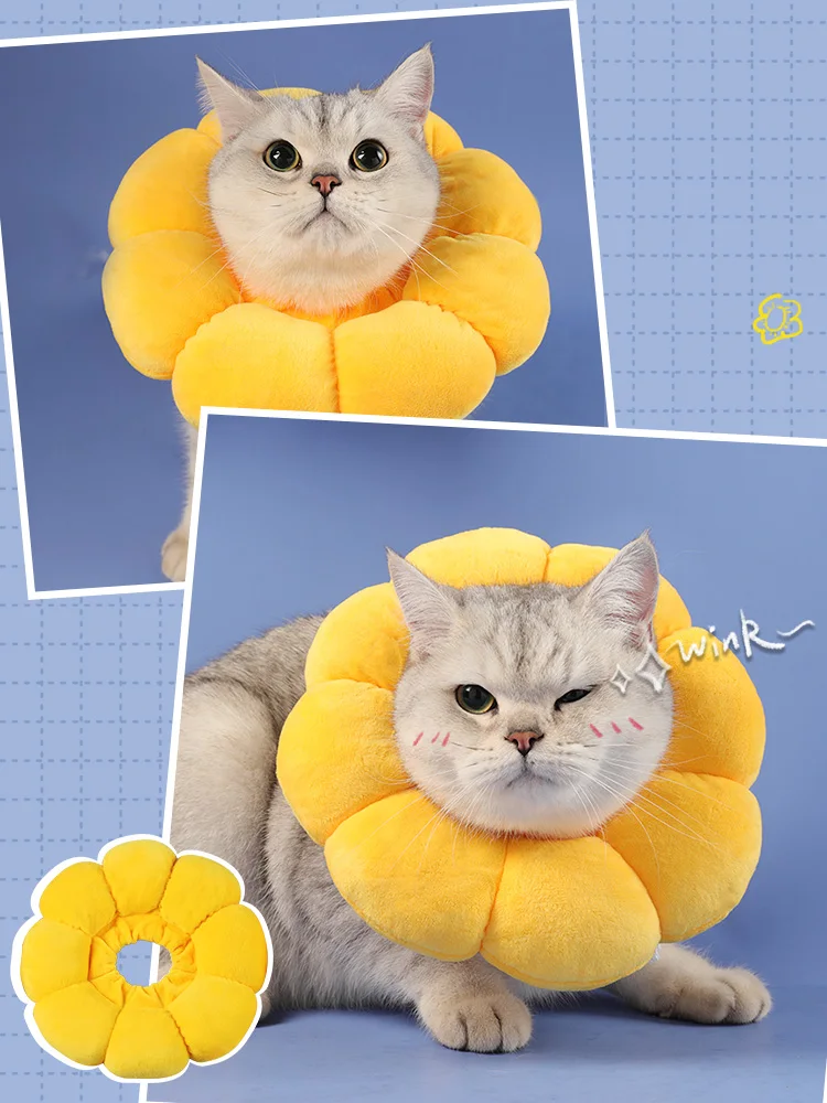 

Cat Elizabeth soft collar cat shame circle sunflower pet bib dog headgear anti-licking sterilization supplies