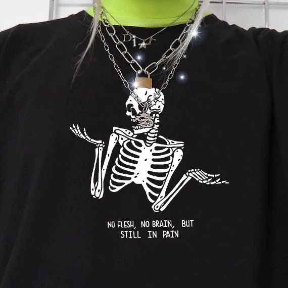 Женская Винтажная футболка с забавным принтом черепа коротким рукавом в
