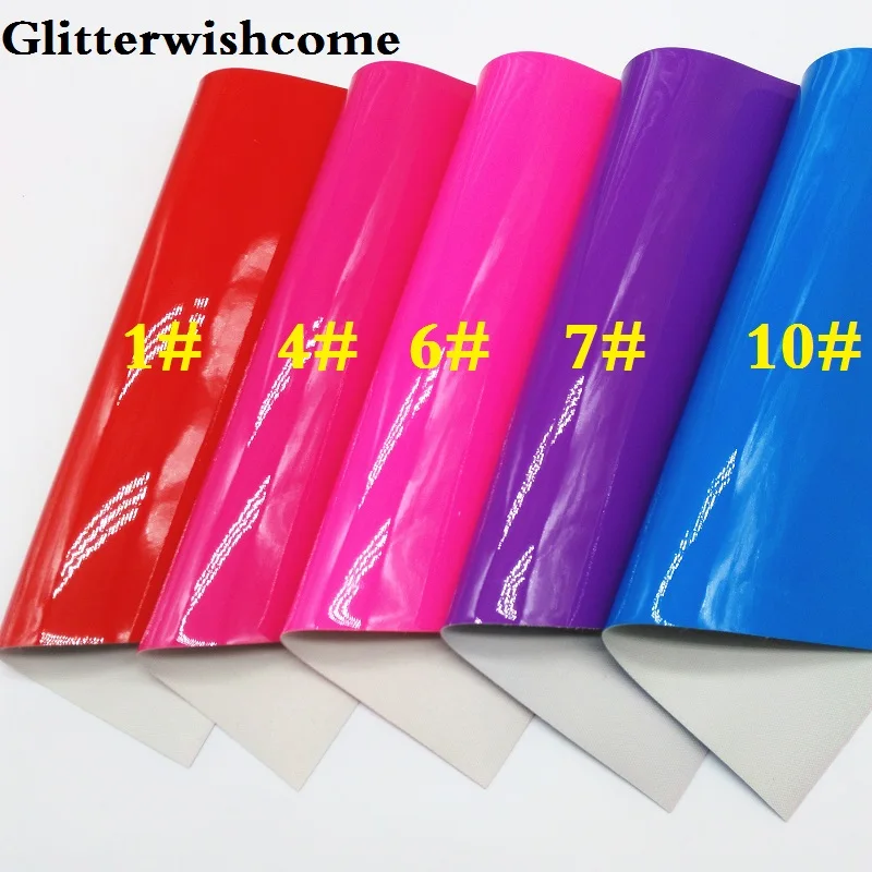 Glitterwishcome 30X134 см мини рулон синтетическая кожа, Флуо лакированная гладкая кожа, искусственная из искусственной кожи Ткань Винил для бантов, GM024