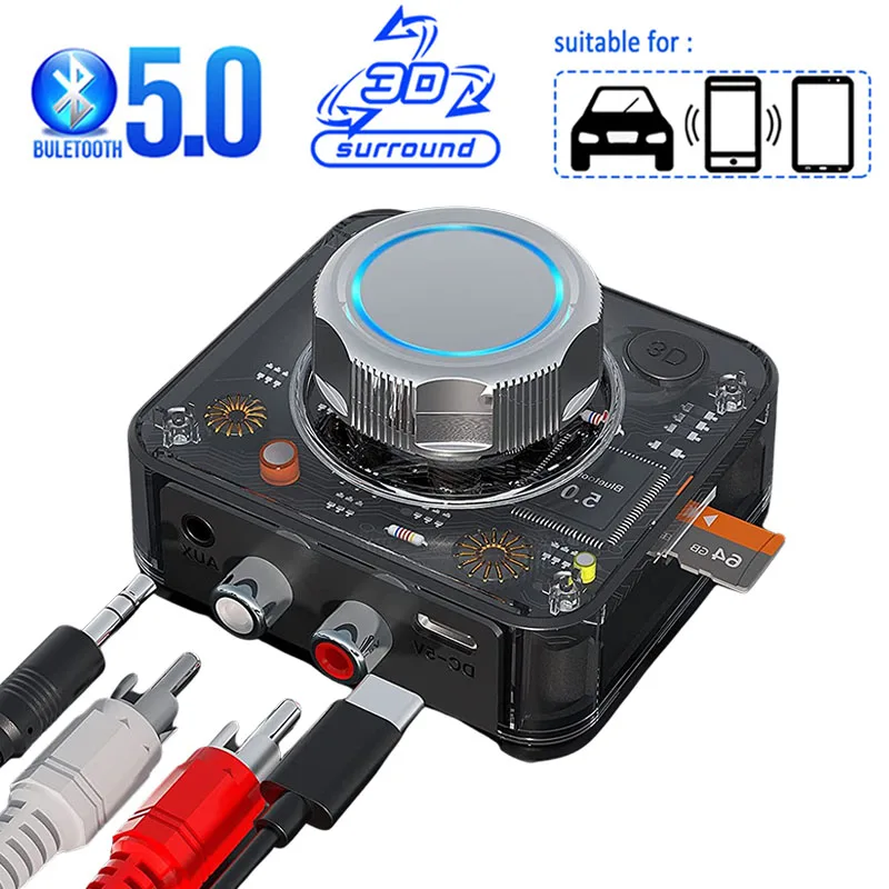 

2021 Bluetooth 5,0 аудио приемник 3D стерео музыка беспроводной адаптер TF карта RCA 3,5 мм AUX разъем для автомобиля проводной динамик наушники