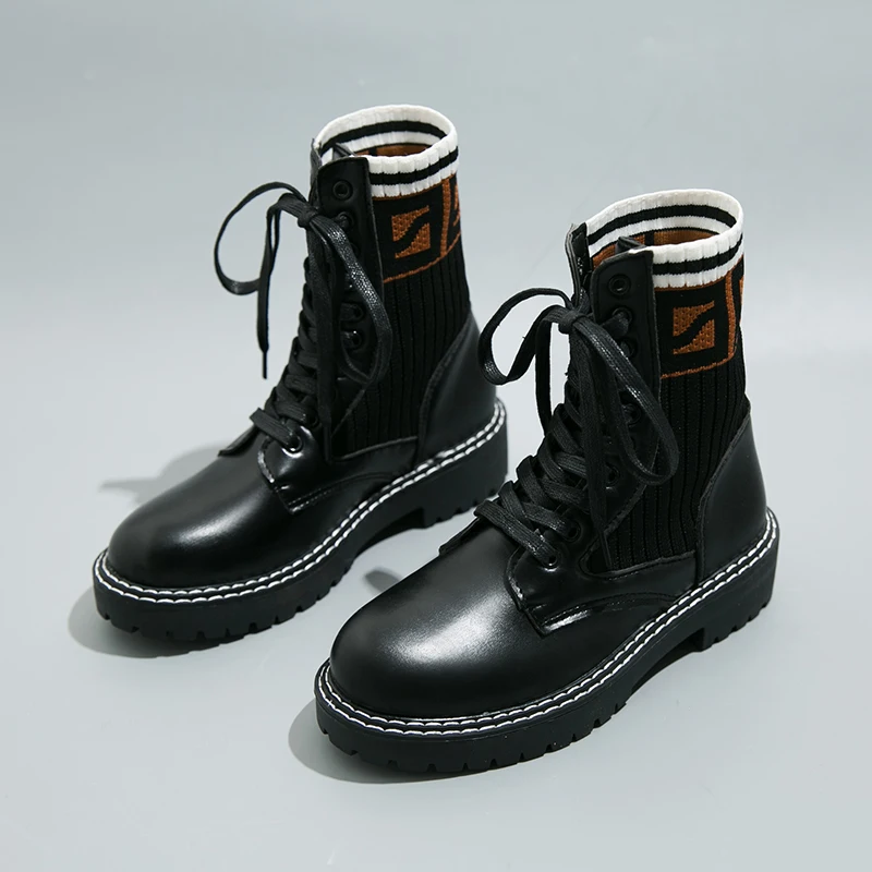 

British style Martin boots girl autumn 2019 new Korean web celebrity ankle boots thick heel students elastic socks boots