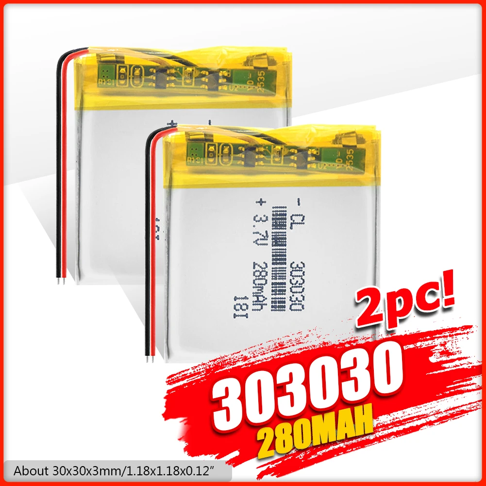 Полимерная 303030 033030 3 7 V 280MAH перезаряжаемая литиевая батарея с PCM для MP3 MP4 MP5 GPS
