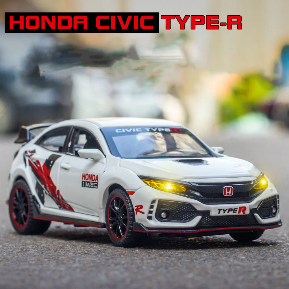 

Детская модель спортивного автомобиля Honda Civic Тип R 1:32, литье под давлением, игрушечный автомобиль, модель металлического автомобиля, коллек...