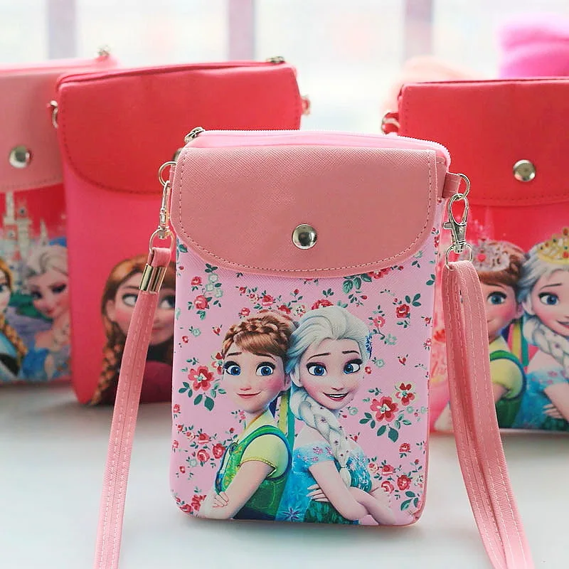 Disney cartoon frozen Elsa Anna Sophia princess messenger bag pu leather cute girl snack bag ladies Messenger cell phone bag