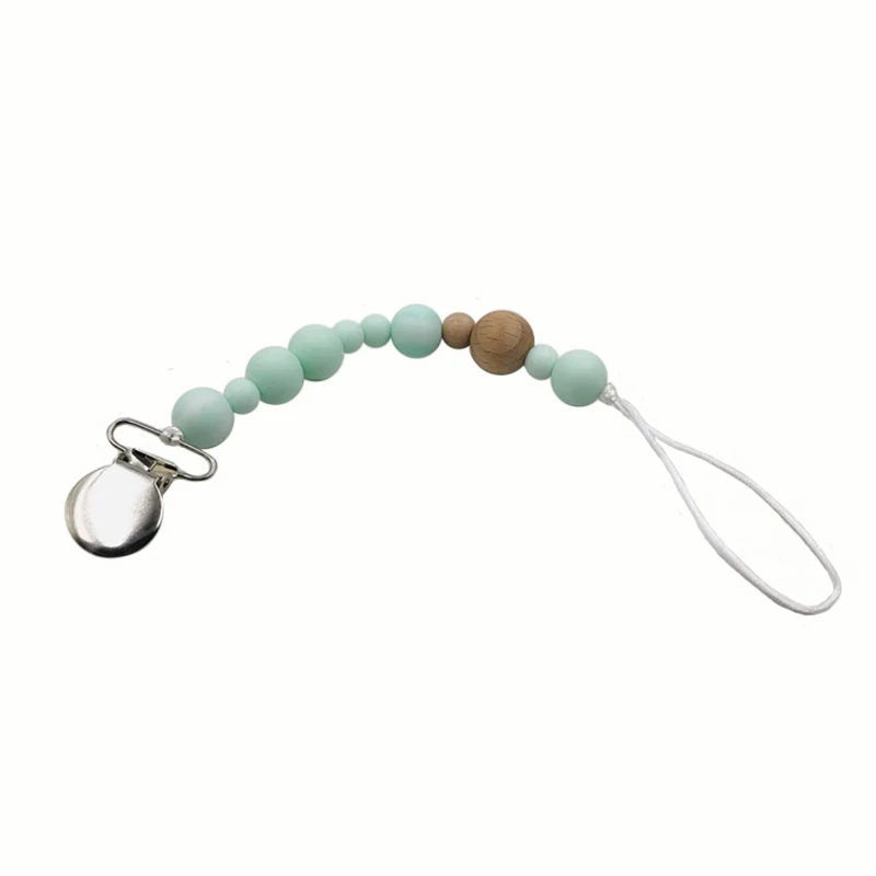 Cadena de mordedor para beb&eacute;, mordedor org&aacute;nico, dentici&oacute;n Natural de agarre de juguete, cuentas de silicona, mordedor para beb&eacute; reci&eacute;n nacido, regalo DIY para beb&eacute;-1