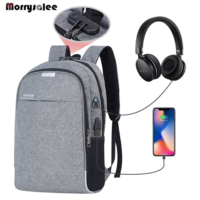 Laptop Backpack USB Charging 15.6 inch Anti Theft Women Men School Bags For Student High Quality Men's Bag | Багаж и сумки