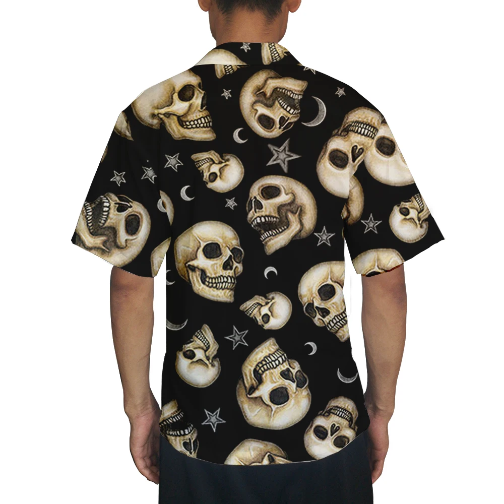 Мужская модная повседневная рубашка из полиэстера с коротким рукавом пуговицами