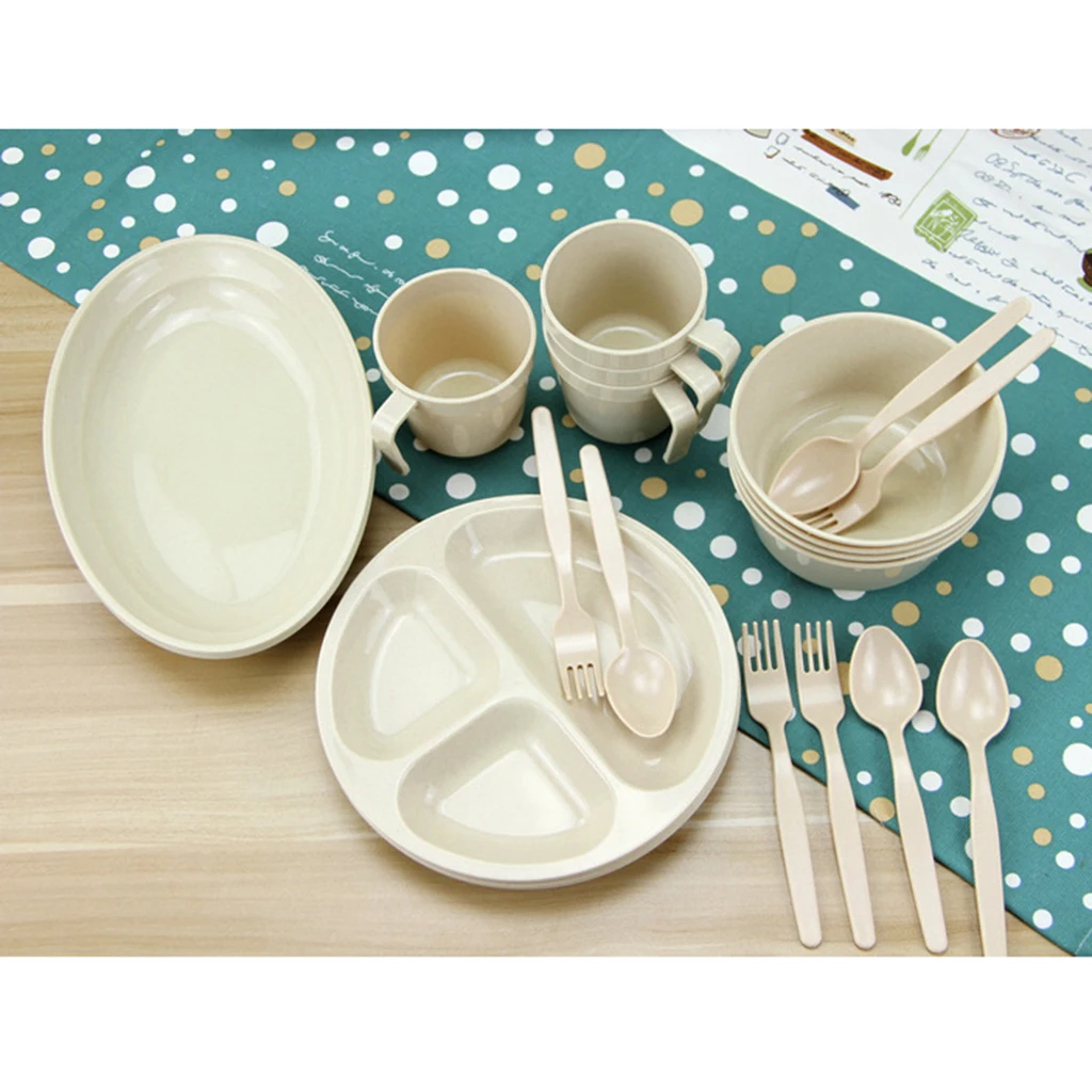 Многоразовая пластиковая посуда для пикника 24 шт. набор посуды походов