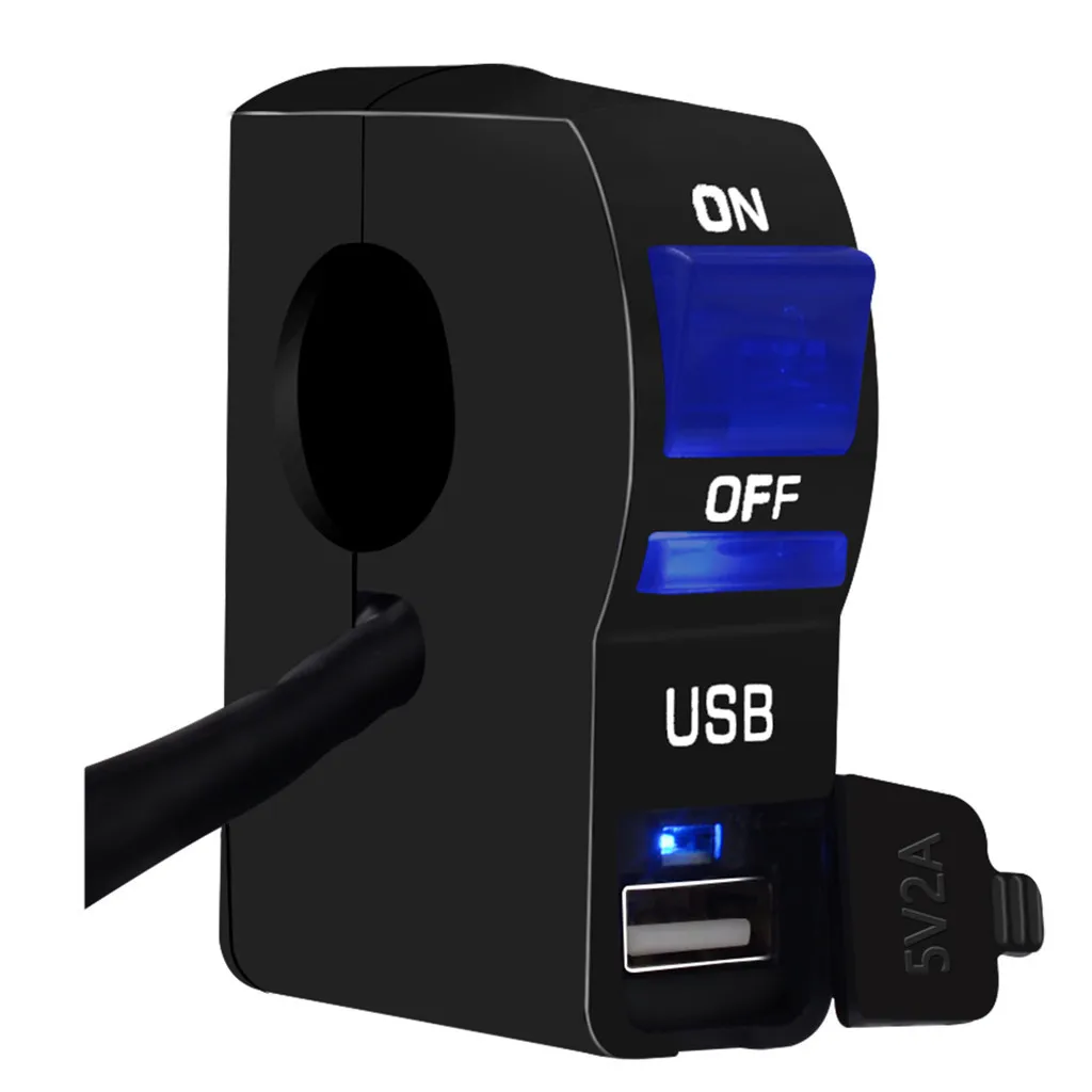 Комплект для мотоцикла 12 В Автомобильная usb-розетка водонепроницаемое автомобильное зарядное устройство с переключателем синий для автомобиля RV ATV лодка водный мотоцикл мобильный
